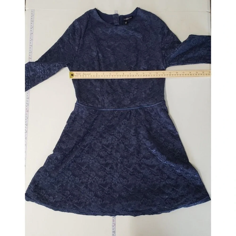 Victorias Secret Lace Dress Womens‎ Small Navy Blue Open Back 3/4 Sleeve Mini
